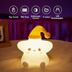 Star Spring Silicone Nursery Night Light for Kids - Squishy Soft Star Lamp, Birthday Gift for Girls, Baby Room Decor