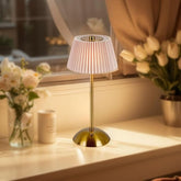 Compact Pleated USB Rechargeable Desk Lamp - Cordless Night Light for Bedroom, Office