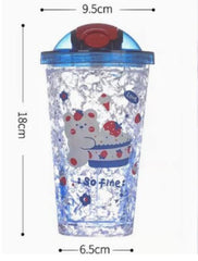 TEMSON Double Wall Cartoon Printed Sipper with Straw