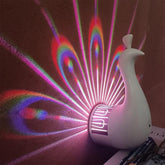 PEACOCK Rainbow LED Wall Light With Remote Control, 7 Colors Atmosphere Peacock Colorful Projector Table Lamp, USB Charging Wall Lamp Night Light for Home Decoration Living Room Bedroom Office