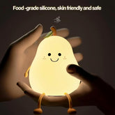 Pear Silicone Night Lamp for Kids & Girls Bedroom | Cute Soft LED Night Light | Rechargeable Touch Sensor Nursery Lamp | Aesthetic Bedside Table Lamp | Gift for Girls, Kids Room Decor