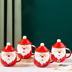 Christmas Santa Coffee Mug with Lead and Spoon | Ceramic Cups