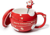 Merry Christmas Round Ceramic Cup With Lid | Christmas Gift | Gifts for Him | Gifts for her