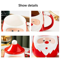 Christmas Santa Coffee Mug with Lead and Spoon | Ceramic Cups