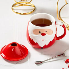 Christmas Santa Coffee Mug with Lead and Spoon | Ceramic Cups