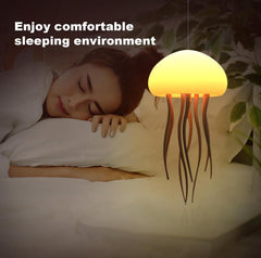 Plastic Night Light Jellyfish LED Lamp with Dancing Legs, RGB Gradient Bedside Lamp with Voice Control, Rechargeable Table Light with Touch Sensor for Kids Bedroom,Living Room(Jellyfish),White