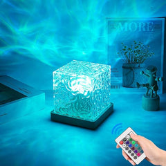 WATER PATTERN LIGHT LAMP | Ocean Wave Night Light Projector Lamp, 3D Water Wave Effect, 16 Colors Gradual Rotating LED Projection Night Lamp with Remote Control for Bedroom Decor, Mul