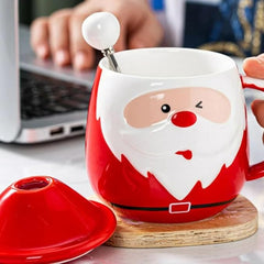 Christmas Santa Coffee Mug with Lead and Spoon | Ceramic Cups