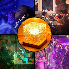WATER PATTERN LIGHT LAMP | Ocean Wave Night Light Projector Lamp, 3D Water Wave Effect, 16 Colors Gradual Rotating LED Projection Night Lamp with Remote Control for Bedroom Decor, Mul