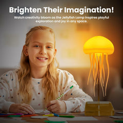 Plastic Night Light Jellyfish LED Lamp with Dancing Legs, RGB Gradient Bedside Lamp with Voice Control, Rechargeable Table Light with Touch Sensor for Kids Bedroom,Living Room(Jellyfish),White