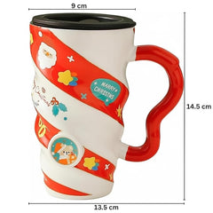 Christmas spiral patterned ceramic mug cartoon creative large capacity coffee cup for office home-C color box packaging-401-500ml
