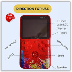 Advance G620 Retro Handheld Game Console, 3.0-inch LCD Display, 500-in-1 Games, USB Rechargeable