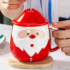 Christmas Santa Coffee Mug with Lead and Spoon | Ceramic Cups