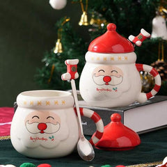 Ceramic Happy Santa Christmas Cup with Spoon | Christmas Gifts | Holiday Gift | Secret Santa