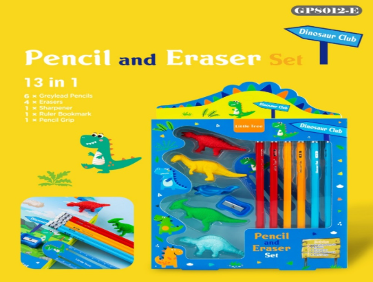 Dinosaur Club Pencil and Eraser Set.