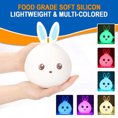 Cute Happy Bunny Rabbit Design Touch Sensor Night LED Lamp With Touch & Remote Control For Children Baby Kids Bedroom (Pack Of 1 White)
